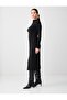 Black High Waist Button Detailed Suede Midi Skirt - 2