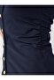 Navy Blue Short Sleeve Shirt Collar Slim Fit Knitted Blouse - 5