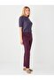 Burgundy Regular Waist Regular Leg Gabardine Trousers - 3