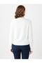 Ecru V-Neck Hair Knit Patterned Knitwear Sweater - 5