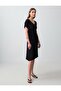 Black V-Neck Short Sleeve Midi Knitted Dress - 3