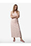 Sleeveless Crew Neck Draped Floral Embroidered Long Dress - 2