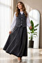 Denim Vest Skirt Suit Black 2186 - 2