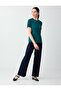 Dark Green Short Sleeve Crew Neck Modal Knitted T-Shirt - 2