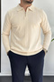 Men's Half Zipper Polo Collar Seasonal Sweater Cream Edw195