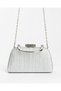 Women's Silvery Handle Detailed Chain Long Strap Evening Dress Bag