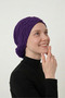 Purple Instant Turban Hijab with Bun, Suitable for Medical Use