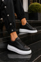 Stitch-Seamed Daily Sneakers Thick-Soled Unisex Orthopedic Women's Men's Athletic Shoes Lace-Up White-Black - 7