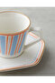 Traces Bone Porcelain 4 Piece Coffee Cup Set for 2 Persons 80 ml Blue-Orange - 4