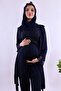 Effortt Maternity Pajama Set with Hijab and Comfortable Cut Dressing Gown - Navy Blue