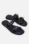 Liora Matte Skin Double Tape Belt Detailed Flat Sole Leather Women's Black Slippers
