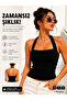 Women's black halter neck strappy blouse bustier - bodycon, stretchy, chic, modern design