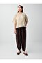 Bitter Brown Relaxed Fit Regular Waist Elastic Cuff Knitted Trousers - 3