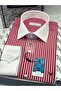 Classic long sleeve pocketless collar cuff white gift boxed men's shirt fs-004328 - burgundy white - 7