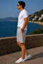 Men's Summer Synthetic Linen High Waist Elastic, Loose Fit Shorts C348 - 4