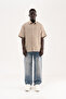 Men's Embroidered Muslin Cotton Oversize Shirt Beige - 7