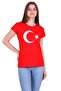 Turkish Flag Moon Star Printed Slim Fit Women Red T-Shirt