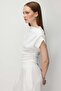 2093 Women's Draped Blouse Wide-Leg Pants Two-Piece Set White - 4