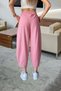 Women's Pink Shalwar Trousers Loose Fit Four Seasons Comfortable Cotton Elastic Waist Daily Model Gabardine - 3