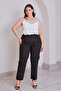 High Waist Carrot Cut Fabric Pants - 2