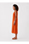 Women's Orange V-Neck Viscose Dress - 2