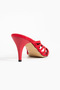 Nadina Red Satin Fabric Open-Toe Caged Women's Heelled Slippers - 6