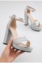 Silver Platform Heeled Women's Sandals Ankle Strap Evening Dress Shoes Vi̇d02002 - 2