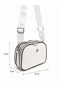 Women's White-Tan Multi-Compartment Crossbody Shoulder Bag with Adjustable Strap Daily Use Zipper Bag - 4