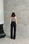 Women's High Waist Loose Palazzo Black Denim Trousers - 7
