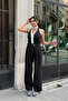 Black Three-Pleated Belted High-Waisted Palazzo Trousers - 2