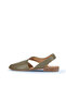 Khaki Leather Women's Flat Sandals 01Ws2311 - 5