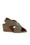 Green Leather Women's Wedge Heeled Sandals 01We4004 - 2