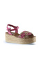 Fuşya Deri Kadın Dolgu Topuklu Espadril Sandalet 01wu6109 - 2