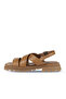 Tan Leather Women's Flat Sandals 01Wy5501 - 3