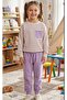Girl's Cotton Cream Lilac Color Striped Long Sleeve Tracksuit Set