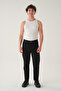 Men's Black Boyfriend Comfortable Fit Trousers - 6
