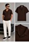 Men's Corded Fabric Ottoman Fabric Polo Collar T-Shirt and Pants Summer Top and Bottom Combination
