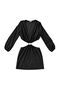 V-Neck Ring Linked Detail Fishnet Mesh Cotton Long Sleeve Women's Mini Beach Dress Black - 6