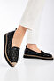 Black Women's Daisy Patterned Poly Orthopedic Summer Shoes Vdz03034
