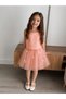 My Little Girl's 2-Piece Set with Bow Detail and Tulle Skirt - Salmon - 2