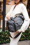Sn 6018 Women's Water Resistant Parachute Fabric Hand Shoulder Bag Arm Bag Crossbody Bag Dark Gray - 6