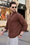 Brown Basic 100% Cotton Long Sleeve Men's Shirt E6761