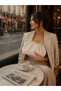 Knitted Pattern Beige Clutch Bag