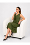 Women's Sleeveless V-Neck Cotton Viscose Midi Dress - 5
