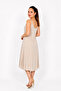 Women's Cream Rope Strap Soft Fabric Comfortable Cut Cotton Viscose Dress - 4