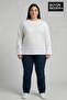 Women's Large Size 3-Piece Set Long Sleeve 2 Thread Crew Neck T-Shirt Spr26Bea942+2 - 2