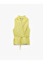 X Melis Ağazat - Linen Blend Draped Tie Detail Sleeveless Double-Breasted Blouse - 3