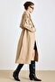 Casual Half Lined Trench Coat with Epaulet and Cape Detail Kamel 6844 - 5