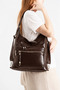 Women's Brown Large Size Multi-Compartment Leather Shoulder and Backpack Daily Use Multi-Purpose Bag