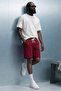 Men's Elastic Double Pocket Relax Burgundy Shorts - 3